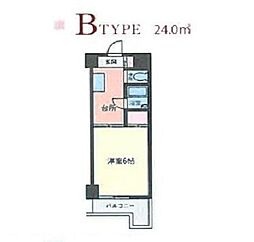 ホワイトマンション西新 1Kの間取図画像