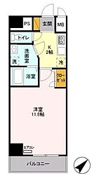 キャメロット新越谷 1Kの間取図画像