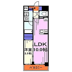 アン・ボルヌ 1LDKの間取図画像