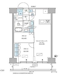 パークアクシス品川天王洲アイル 2LDKの間取図画像