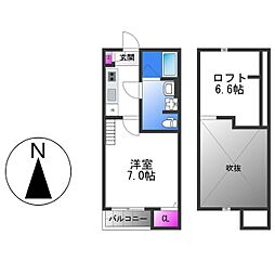 Lamo 1階1Kの間取り