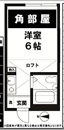 曳舟ヴィレッヂB館 ワンルームの間取図画像