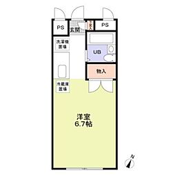 エステートピア恵 2階1Kの間取り