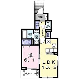 カルム・ヴィラージュ 1LDKの間取図画像