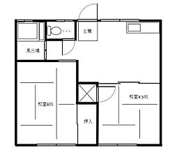 富士見荘 2DKの間取図画像