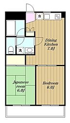 レオパレスイーリスコート 2DKの間取図画像
