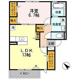 パシオーネA 1LDKの間取図画像