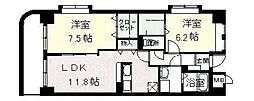 ラポール西大島ウェスト 2LDKの間取図画像