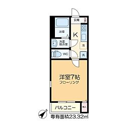 ラフィネス 1Kの間取図画像