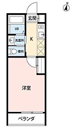 エクセルメゾンB 1Kの間取図画像