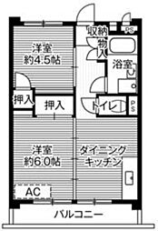 ビレッジハウス向台タワー 2DKの間取図画像