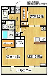 エース美園第1ビル 2LDKの間取図画像