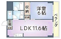リッシェル生田 1LDKの間取図画像