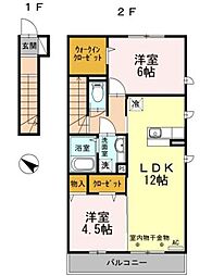リバーサイドガーデンA 2LDKの間取図画像