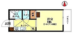 トトロの森2 1Kの間取図画像