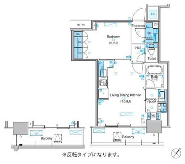 パークアクシス豊洲キャナル 1703｜東京都江東区豊洲６丁目(賃貸マンション1LDK・17階・45.36㎡)の写真 その2