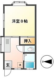 ハイツ希望 1Kの間取図画像