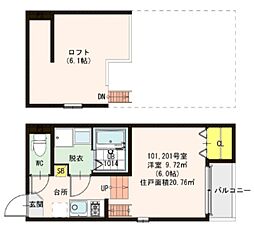 トロワ・スール 1Kの間取図画像