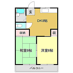澤田マンション 2DKの間取図画像