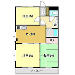 Aクイック 3DKの間取図画像
