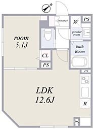 エルファーロ赤坂 1LDKの間取図画像