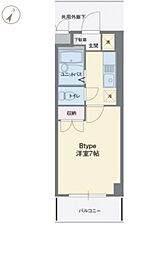 VILLA停雲 1Kの間取図画像