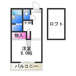 レオパレスGROWING 1Kの間取図画像