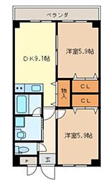 ロイヤルヒルズ 2DKの間取図画像