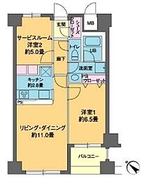 カスタリア茅場町 9階1LDKの間取り