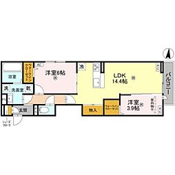 PassaroGrande墨江EAST 2LDKの間取図画像