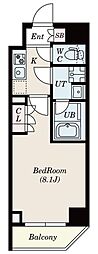S-RESIDENCE三田慶大前 1Kの間取図画像