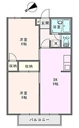 ハイツカテリーナ3 2DKの間取図画像