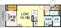 D Paina 鴨居町 2階1LDKの間取り