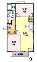 ヴェルメゾンおゆみ野D棟 2LDKの間取図画像