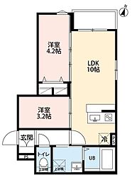 相模原市南区東林間4丁目アパート 2LDKの間取図画像