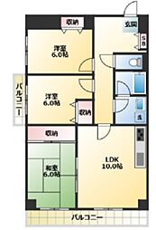 レピドール福田1 3LDKの間取図画像
