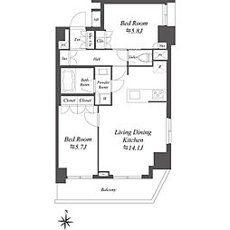 AIFLAT両国 9階2LDKの間取り