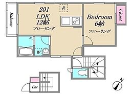 ＲＨＥＩＮＧＯＬＤ 2階1LDKの間取り