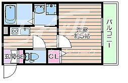 レジア内本町 1階1Kの間取り