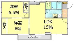 セジュール駒門 2LDKの間取図画像
