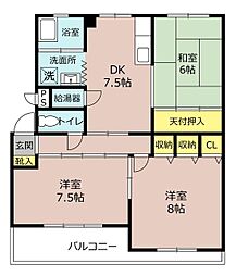 馬引コーポラスB棟 3DKの間取図画像