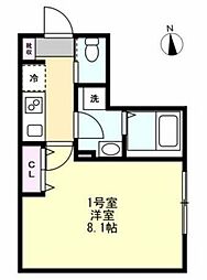 ベイルームリサータ相模原 1Kの間取図画像