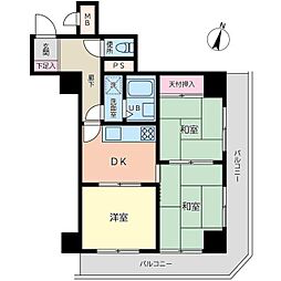 ライオンズマンション生麦第2 3DKの間取図画像