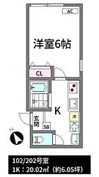Lamington 1Kの間取図画像