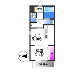 REGIESKINDAISOUTH2 1DKの間取図画像
