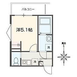 MELLAS北赤羽 1Kの間取図画像
