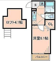 ラ・メール溝の口 1Kの間取図画像