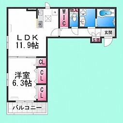 堺市北区常磐町3丁アパート 1LDKの間取図画像