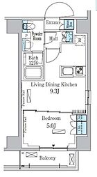 パークアクシス大塚サウスレジデンス 6階1LDKの間取り