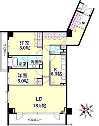パークハウス広尾 2LDKの間取図画像